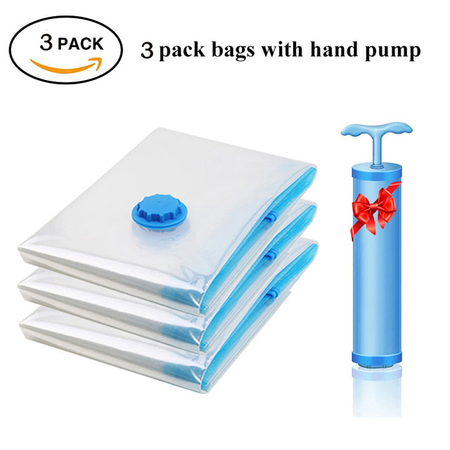 Vacuum Storage Bags Space Saver 80% More Compression Organizer Vacuum Sealer Bags with Travel Hand Pump for Blankets Clothes