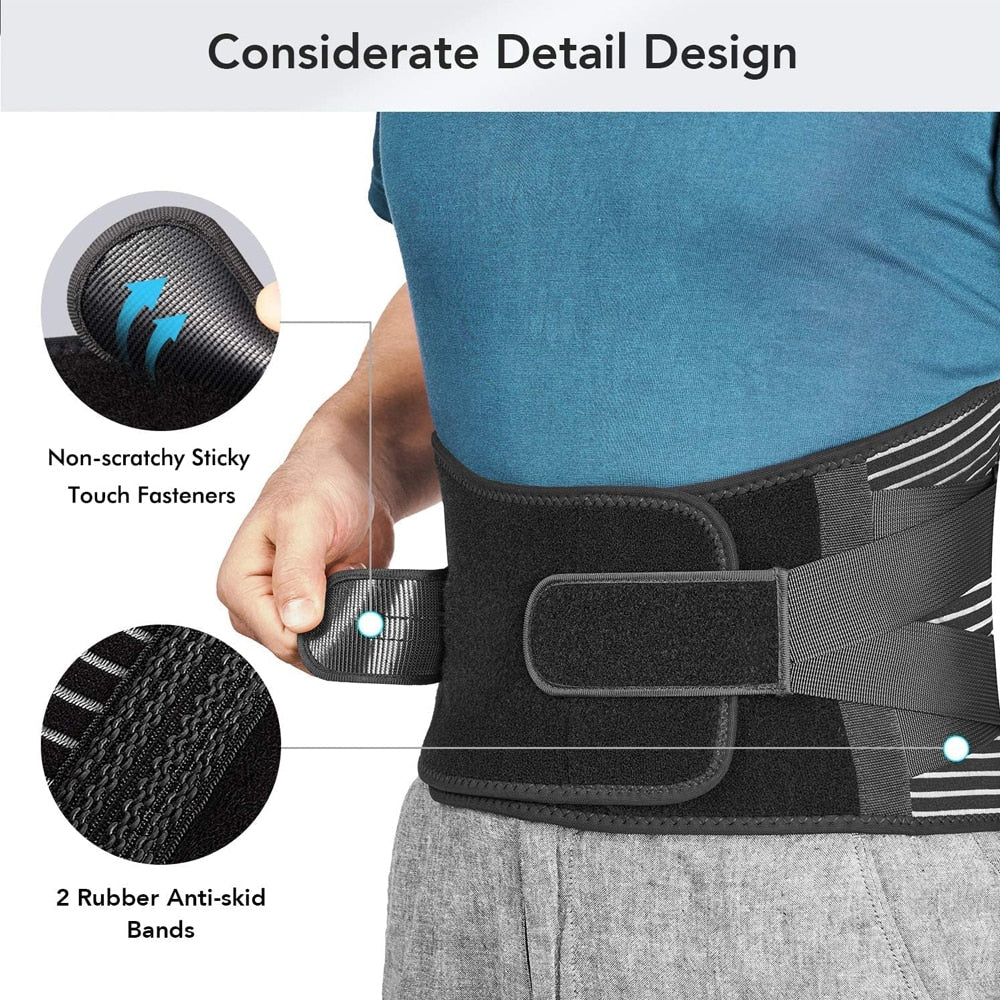 Unisex Back Brace for Lower Back Pain Relief (Anti-Itch + Odour) - Doviam